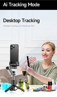 Q19 360° Smartphone Gimbal Stabilizer with AI Face Tracking, Fill Light, Extendable Selfie Stick Tripod