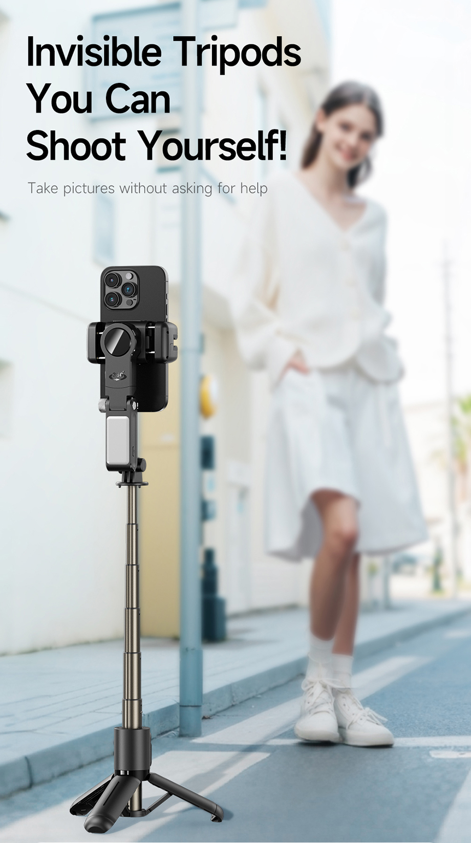 Q19 360° Smartphone Gimbal Stabilizer with AI Face Tracking, Fill Light, Extendable Selfie Stick Tripod