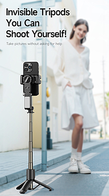 Q19 360° Smartphone Gimbal Stabilizer with AI Face Tracking, Fill Light, Extendable Selfie Stick Tripod