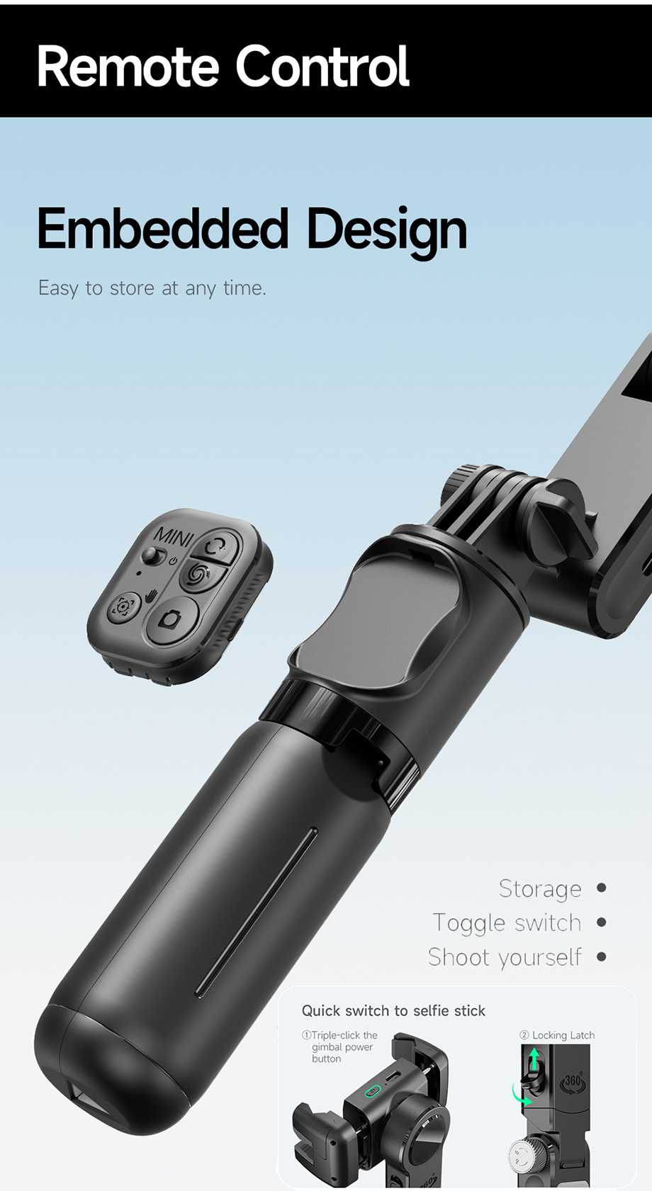 Q19 360° Smartphone Gimbal Stabilizer with AI Face Tracking, Fill Light, Extendable Selfie Stick Tripod