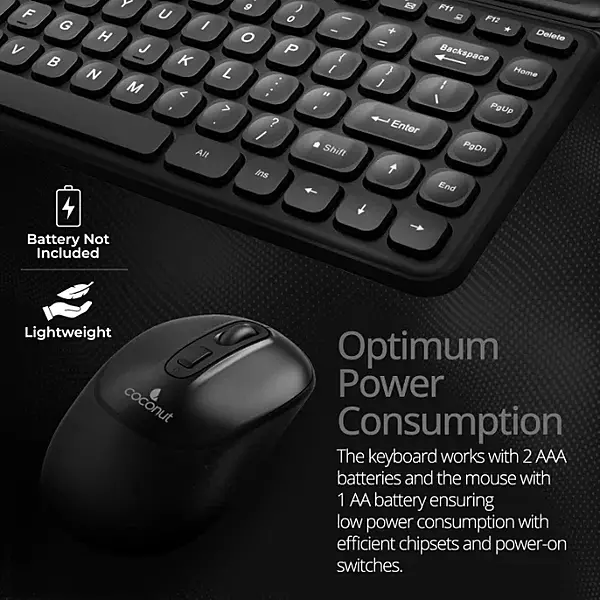 Coconut Quartz Wireless Keyboard & Mouse Combo (Durable, Efficient & Comfortable, Wireless Freedom, Perfect for Any Workspace, 1 Year Warranty)