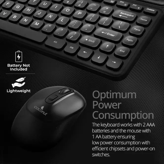 Coconut Quartz Wireless Keyboard & Mouse Combo (Durable, Efficient & Comfortable, Wireless Freedom, Perfect for Any Workspace, 1 Year Warranty)