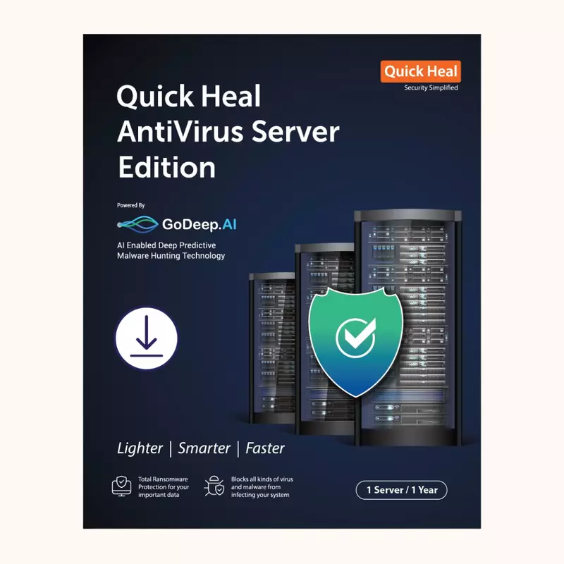 QuickhealÂ® AV Server Win 2003/08/12/16/19 (1 Server) CD (Spl-ND)