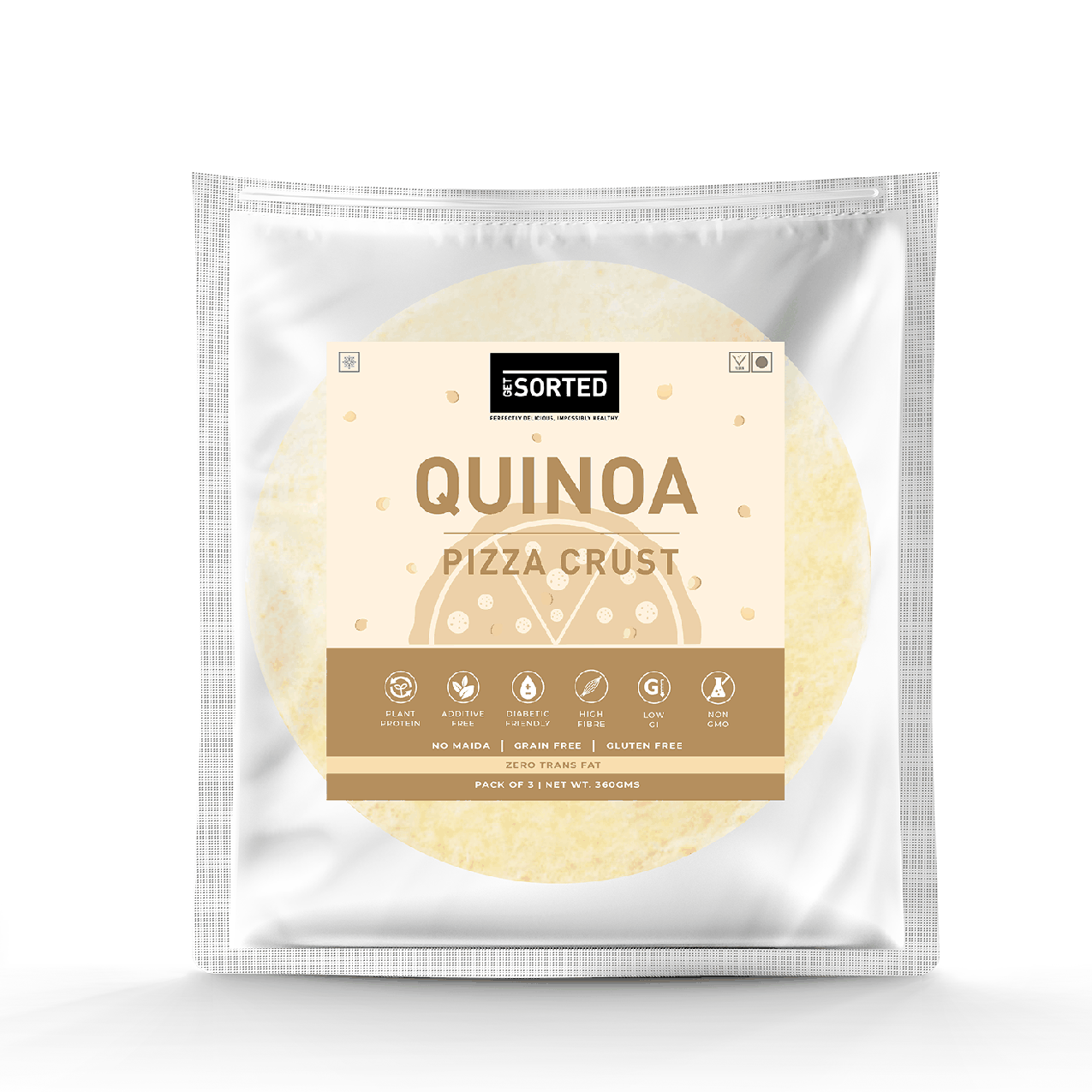 Quinoa Crust 10″ | 34 Gms Net Carbs | (Pack of 3)