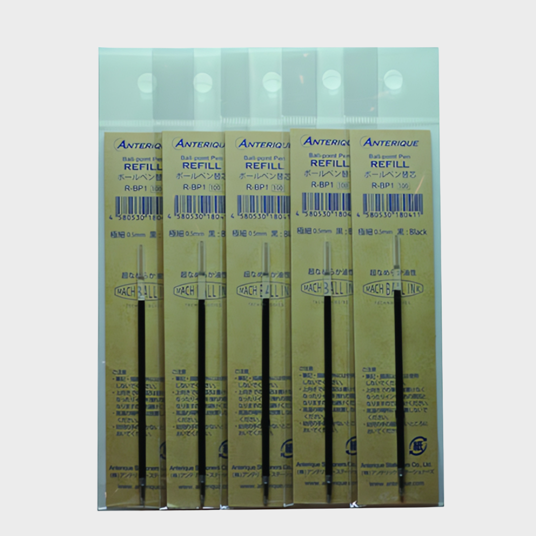 Anterique | Refill | 0.5mm | Black Ink | For BP1 or BP2 | Pack of 5 | R-BP1X5