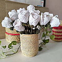 Crochet White Rose (Bunch of 6)