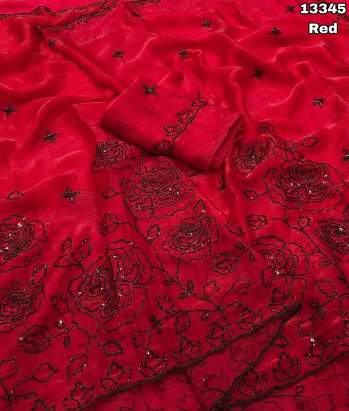 Myra Space Silk Black Embroidered Saree