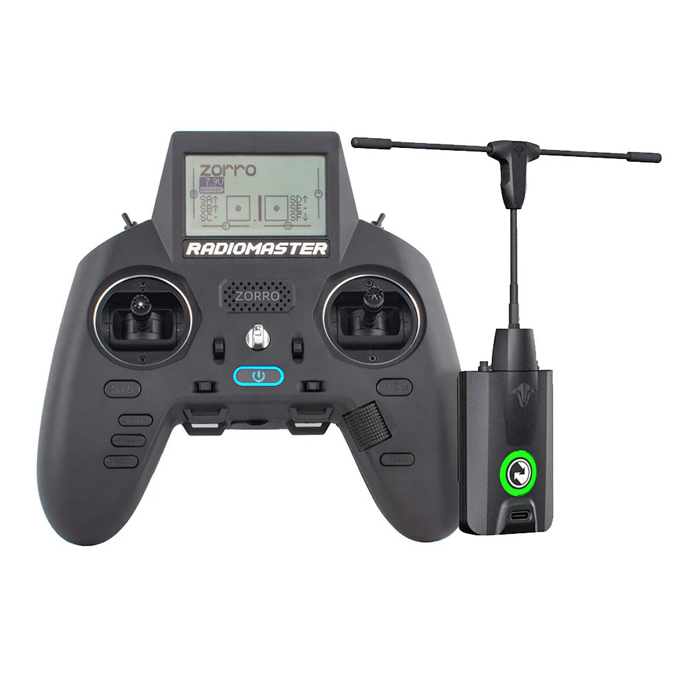 Radiomaster TX Series Transmitter CC2500 RM-RADI-293 - Front View with radio controller Radiomaster TX Series Transmitter CC2500 RM-RADI-293 - Front View with radio controller