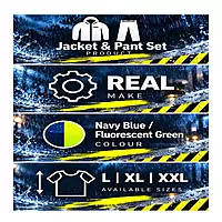 Real | Rain Pro | Double-Layer Rainwear Suit | (Pant & Jacket) | Blue/Fluorescent Green