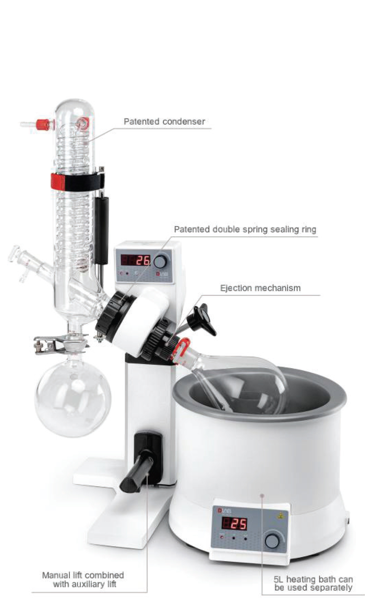 RE100-S Rotary Evaporator with Glassware Vertical includes condenser (1200cm²,1000ml)