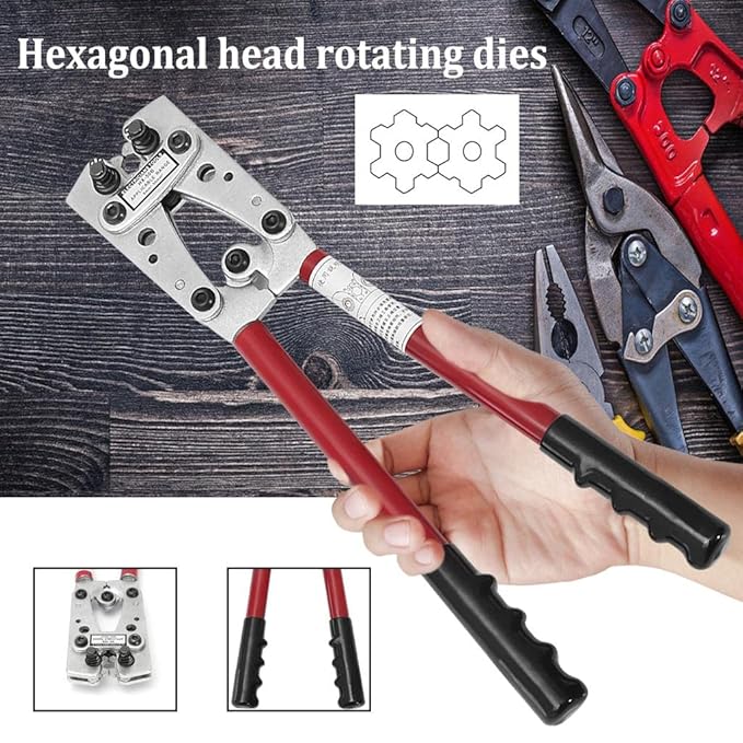 Mechanic Rotating Dies Crimping Hand Tool (6 to 50 Sq Mm) Cable Lug Crimping Plier
