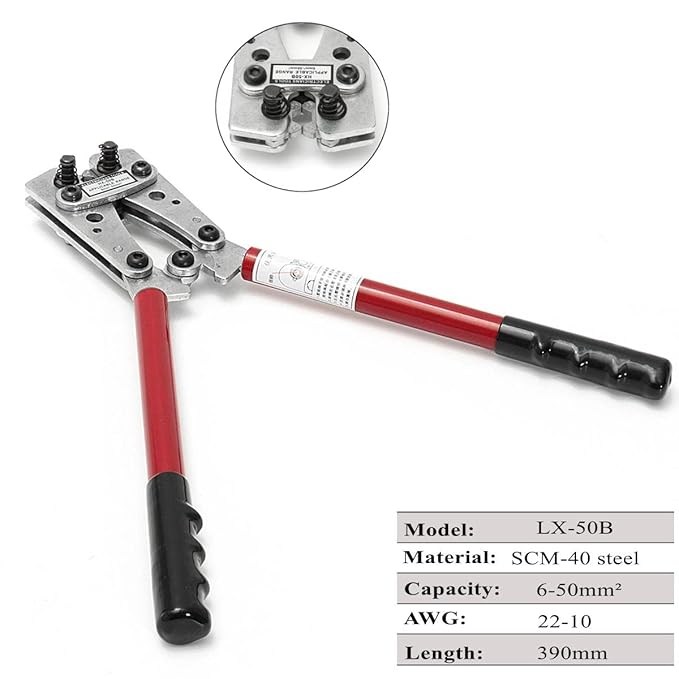 Mechanic Rotating Dies Crimping Hand Tool (6 to 50 Sq Mm) Cable Lug Crimping Plier