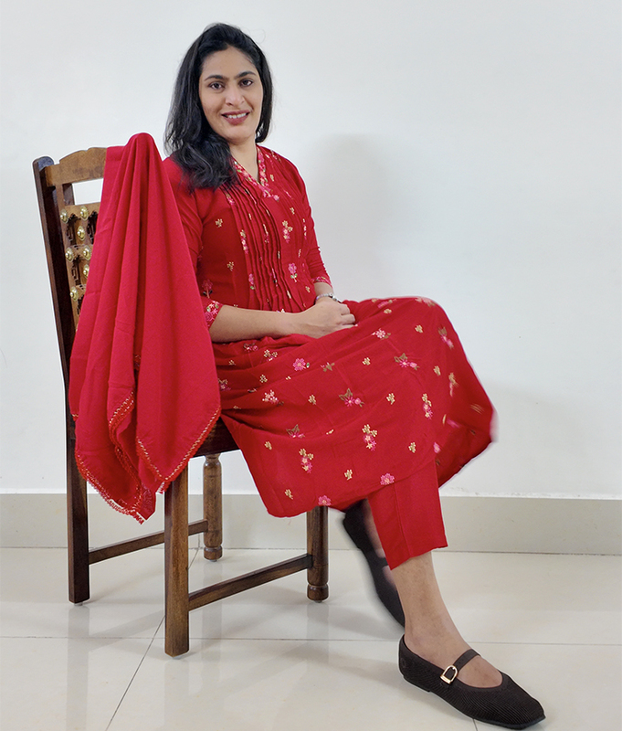 Red Gulnaar Suit Set
