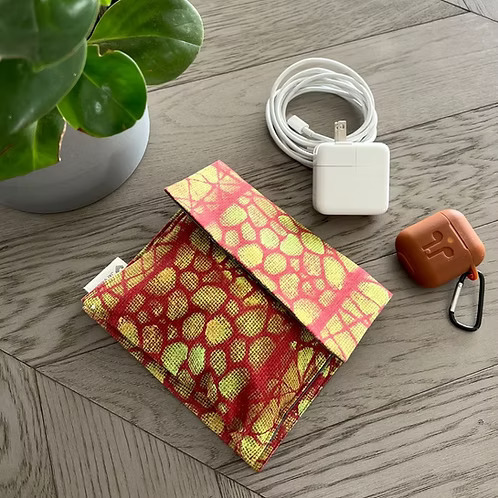 RED JUTE PRINT HARMONIUM POUCH