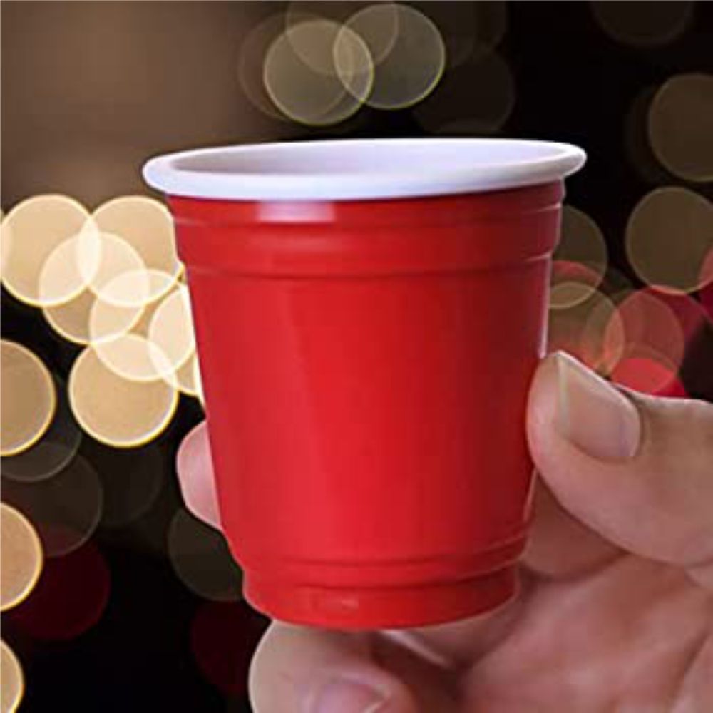 The Magic Balloons- Beer Pong Glasses Combo Pack 30 Pieces of 450 ml Drinking Glasses and 10 Pieces of 60 ml Red Shot Glasses for Bachelor Cocktails Christmas and New Year Parties 40 Pieces 181599