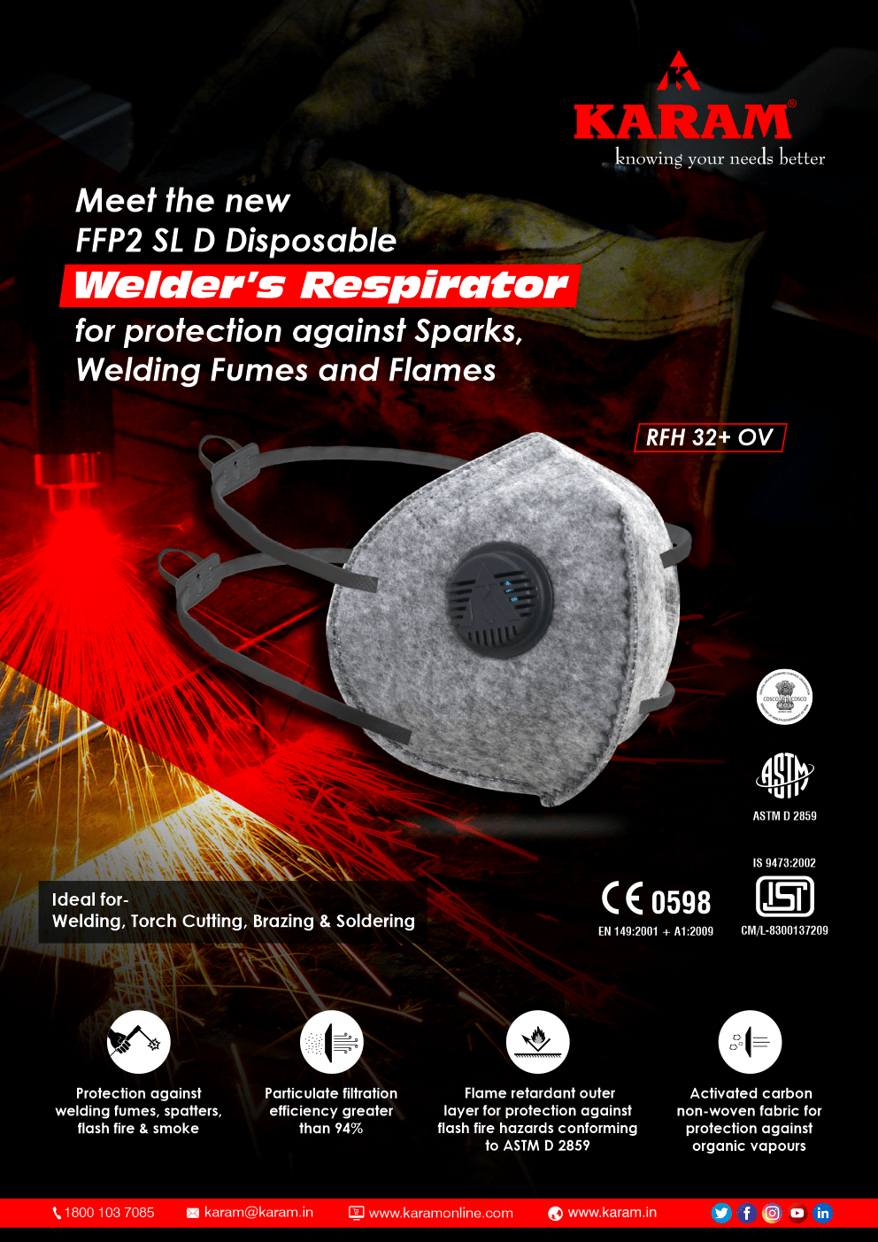 Karam RFH32+OV(GREY)Welding Mask