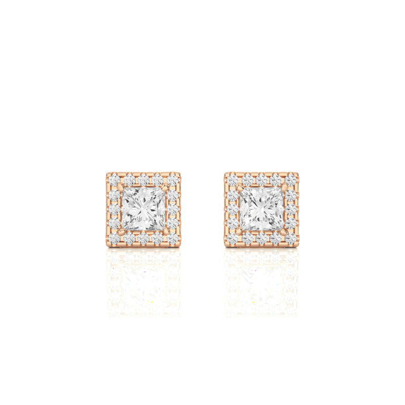 Tara Crown Glow – Halo Diamond Studs