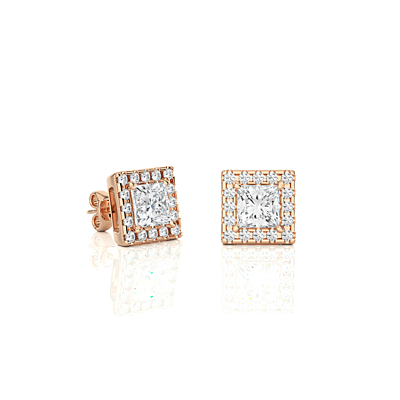 Tara Crown Glow – Halo Diamond Studs