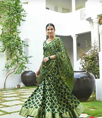 Rajasthani Gharchola Lehenga-BottleGreen-4