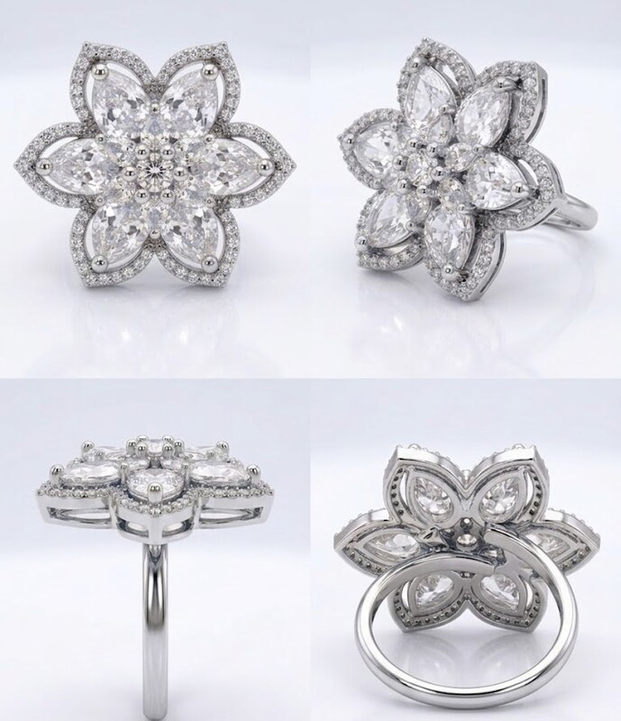 Florium™ Teardrop Cocktail Ring [RGSS-31B]