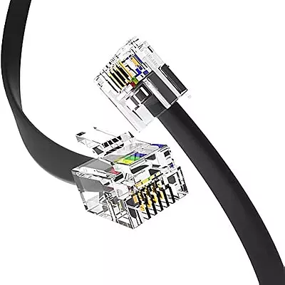 RJ11 Telephone Line Cable For Modem 5 Meter Black RJ11 Telephone Line Cable For Modem 5 Meter Black