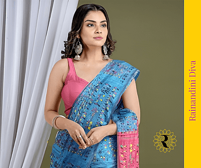 Madhubani Cotton Silk Gulaabi