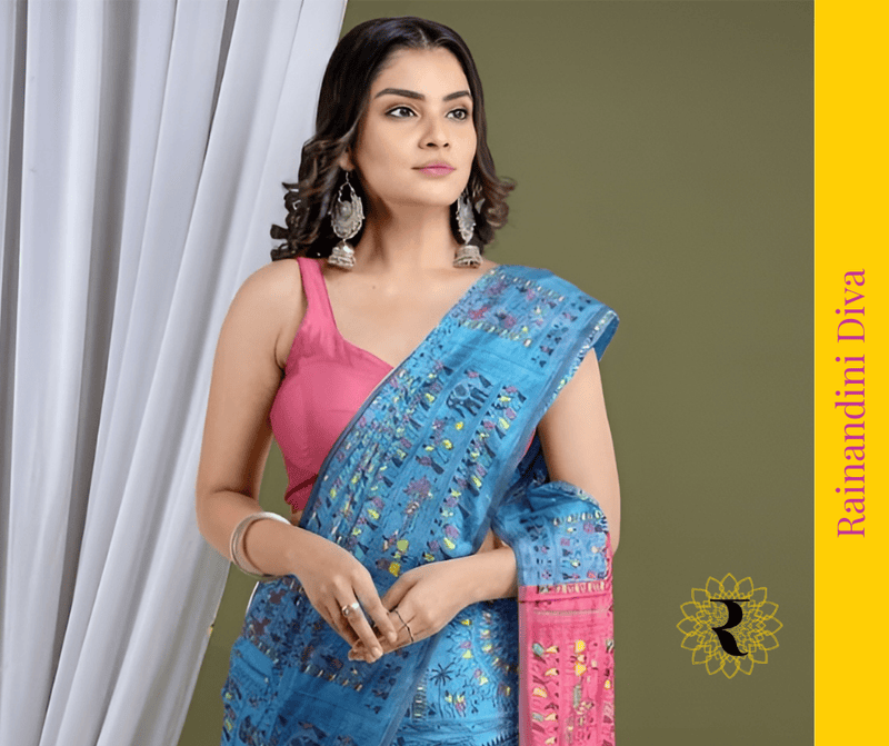 Madhubani Cotton Silk Gulaabi