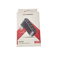 HAMMOK | ROTOX | 4 PORT | USB HUB | 3.0/2.0 | 180⁰ ROTATABLE | 5 GBPS | BLACK HAMMOK | ROTOX | 4 PORT | USB HUB | 3.0/2.0 | 180⁰ ROTATABLE | 5 GBPS | BLACK