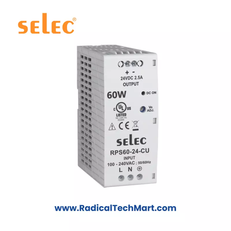 Selec RPS60 DIN Rail 60W Power Supply with Full Protection