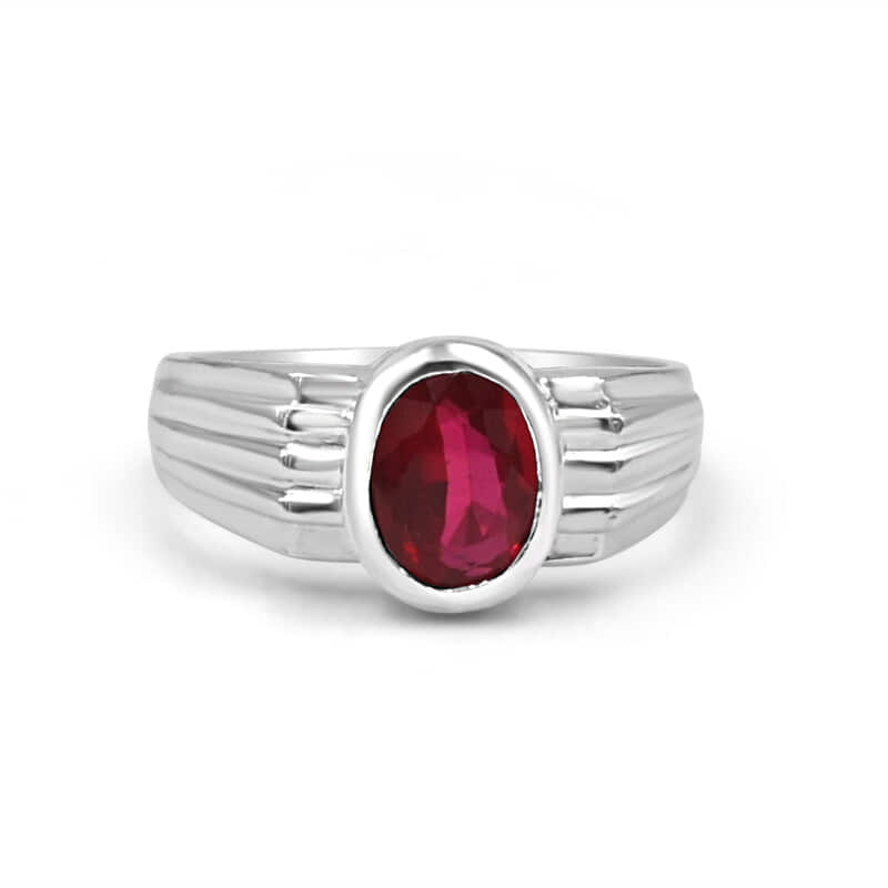925 Silver Red American Diamond Ring for Men (RR1215)