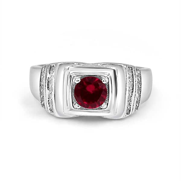 925 Silver Red American Diamond Ring for Men (RR1216)