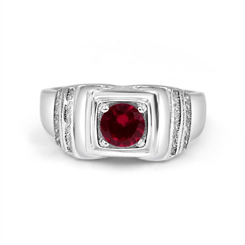 925 Silver Red American Diamond Ring for Men (RR1216)