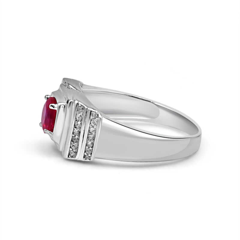 925 Silver Red American Diamond Ring for Men (RR1216)