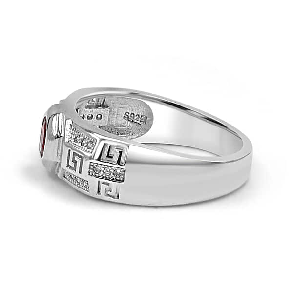 925 Silver Red American Diamond Ring for Men (RR1217)