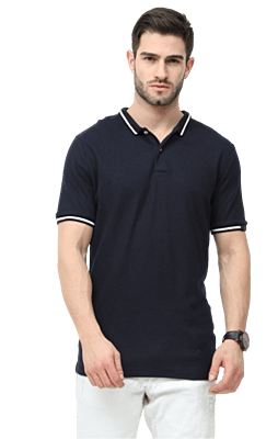 Rare Rabbit Signature Round Neck Navy Blue