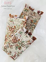 R&S Brand Cotton Long Floral Print With Tassels