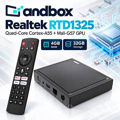 RT-X2 4GB/32GB Android TV 14 Box with Wi-Fi 6 and Bluetooth Voice Remote RT-X2 4GB/32GB Android TV 14 Box with Wi-Fi 6 and Bluetooth Voice Remote