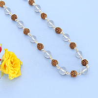 Silver tied Sphatik & Rudraksha Mala/Chain