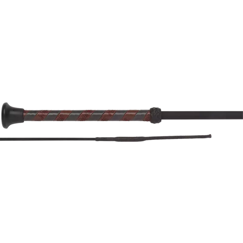 Fleck Dressage Whips - Fibreglass Shaft, Synth Leather Handle - Black - 110cm