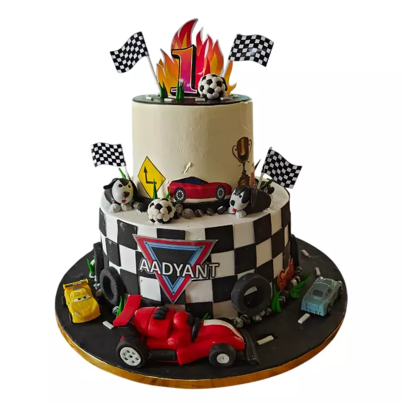 Race Car 2 Tier Theme Cake