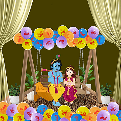 Radhe Radhe Printed balloons for Krishna Janmashtami / Kishna Birthday balloons Decorations for Janmashtami Celebration pack of 30