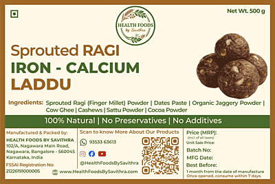 Sprouted Ragi Iron-Calcium Laddu (500 g)