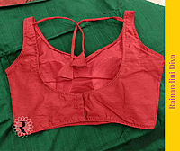 Red Ghicha Silk Blouse Royal Neck