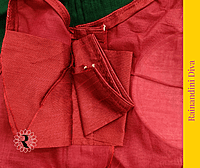 Red Ghicha Silk Blouse Royal Neck