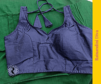 Grey Ghicha Silk Blouse Royal Neck