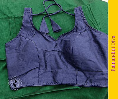 Grey Ghicha Silk Blouse Royal Neck