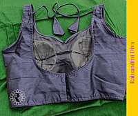 Grey Ghicha Silk Blouse Royal Neck