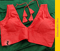 Red Ghicha Silk Blouse