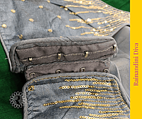 Grey Ghicha Sequence Blouse Royal Neck Grey Ghicha Sequence Blouse Royal Neck