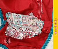 Red Cotton Ajrakh Blouse Royal Neck